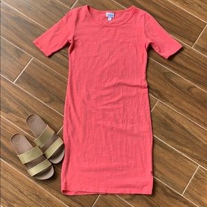 LuLaRoe solid coral Julia dress